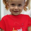 Sweet little girl in a Hang In There Red Tshirt