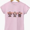 light pink tshirt with Three Wise Monkeys