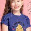 young girl in a deep blue A-MAIZE-ING Tshirt