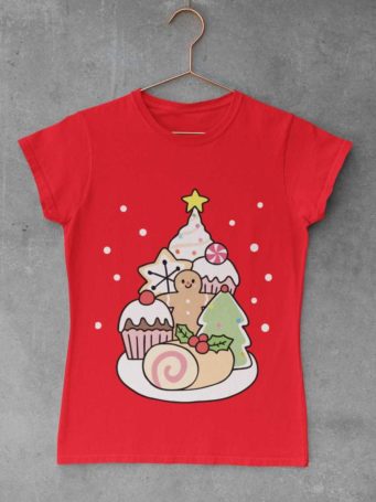 Red Tshirt with Christmas treats