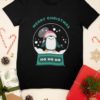 black tshirt with a penguin inside a snow globe