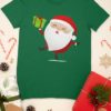 green tshirt with Santa holding a gift