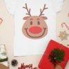 white tshirt with a Smiling reindeer face