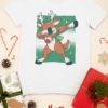 Reindeer dabbing on a white tshirt