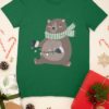 green tshirt with a Bear holding christmas lights