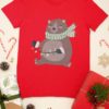 red tshirt with a Bear holding christmas lights