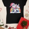 black tshirt with Santa riding a Unicorn