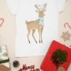 white tshirt with Reindeer with christmas lights