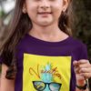 lovely girl in a purple Vacation mode on tshirt