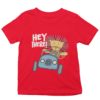 Red tshirt with Lion driving saying Hey there!