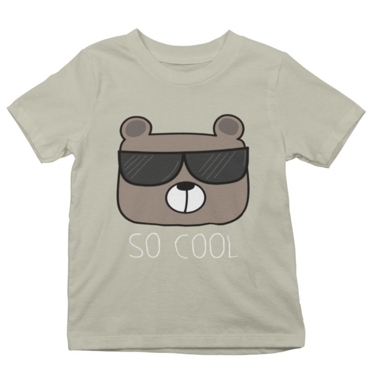 grey Tshirt with a bear wearing sunglasses