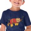 Cheerful little boy in a navy blue Superhero Sloth Tshirt
