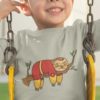 adorable boy in a grey Superhero Sloth Tshirt