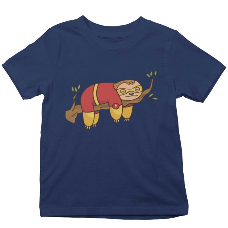 navy blue Superhero Sloth Tshirt