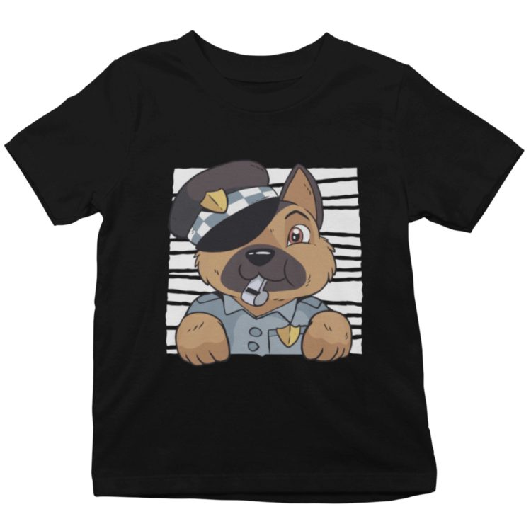 Police dog on a black tshirt
