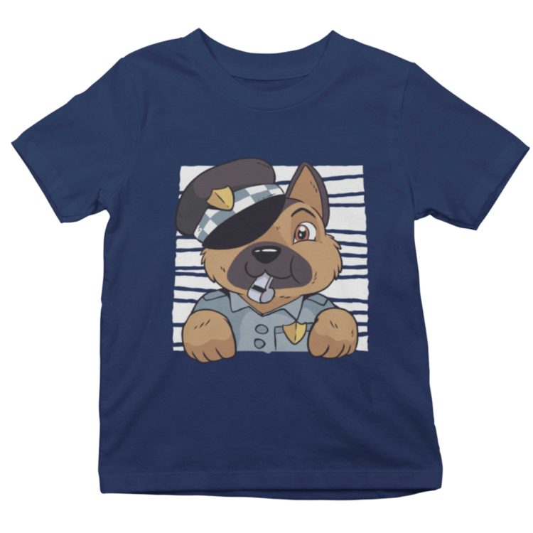 Police dog on a navy blue tshirt