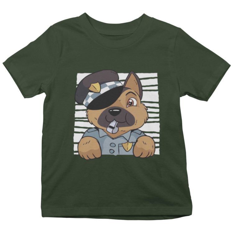 Police dog on a olive green tshirt