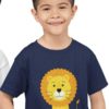 cool boy in a navy blue tshirt with a cute lion
