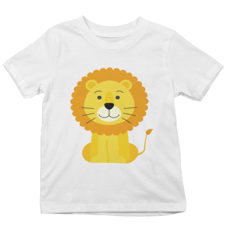 white tshirt with a cute lion