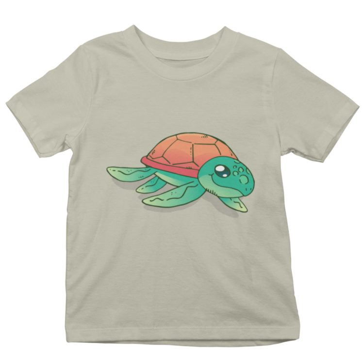 Grey Tshirt with a Turtle Swimming