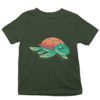 Olive green Tshirt with a Turtle Swimming