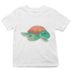 White Tshirt with a Turtle Swimming