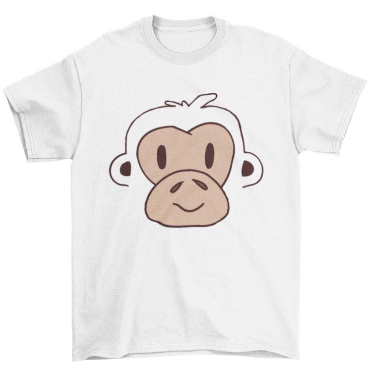 Monkey Face On A White Tshirt