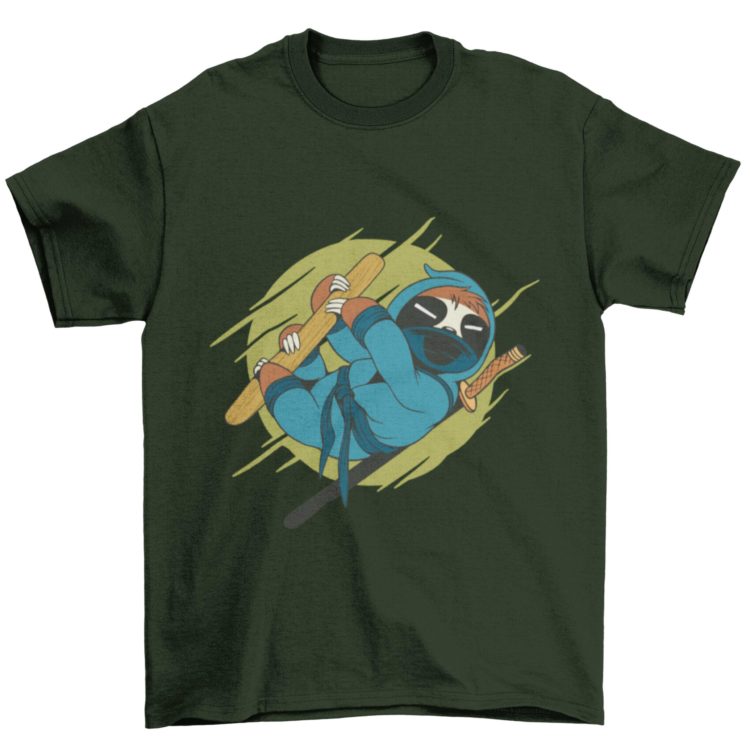 Olive Green Ninja Sloth Tshirt
