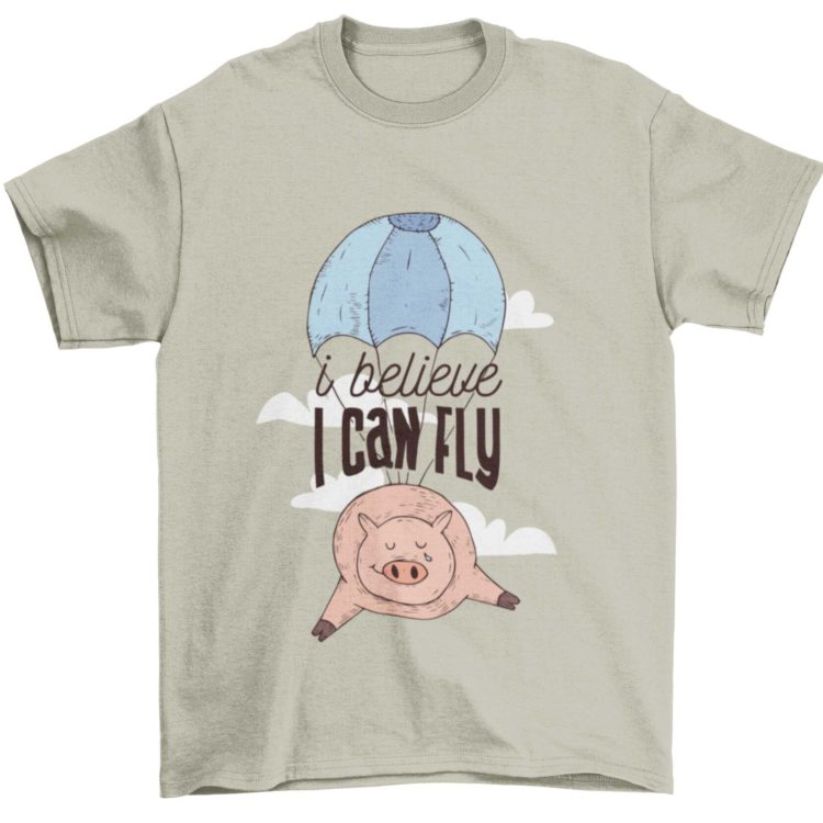 Pig In A Parachute Grey Tshirt