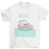 Adorable Little Boy Wearing A White Tshirt With A Bear Relaxing