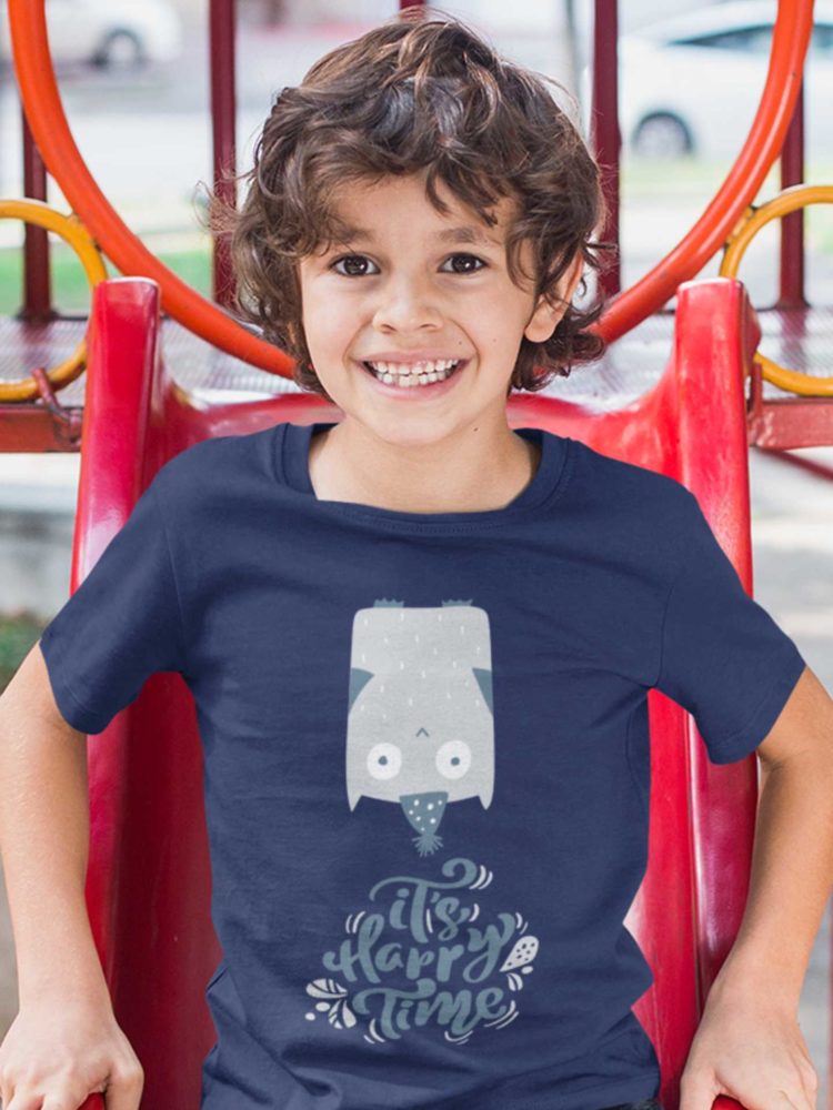 Handsome Boy In A It's Happy Time Navy Blue Tshirt