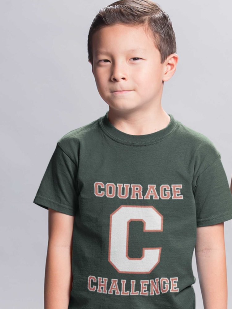 Handsome Boy In An Olive Green Courage Challenge Tshirt
