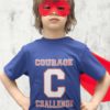 Superhero Boy In A Deep Blue Courage Challenge Tshirt