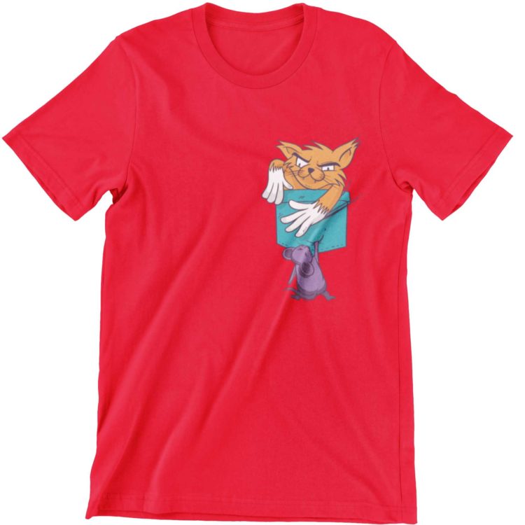 Cat In The Pocket Red Tshirt