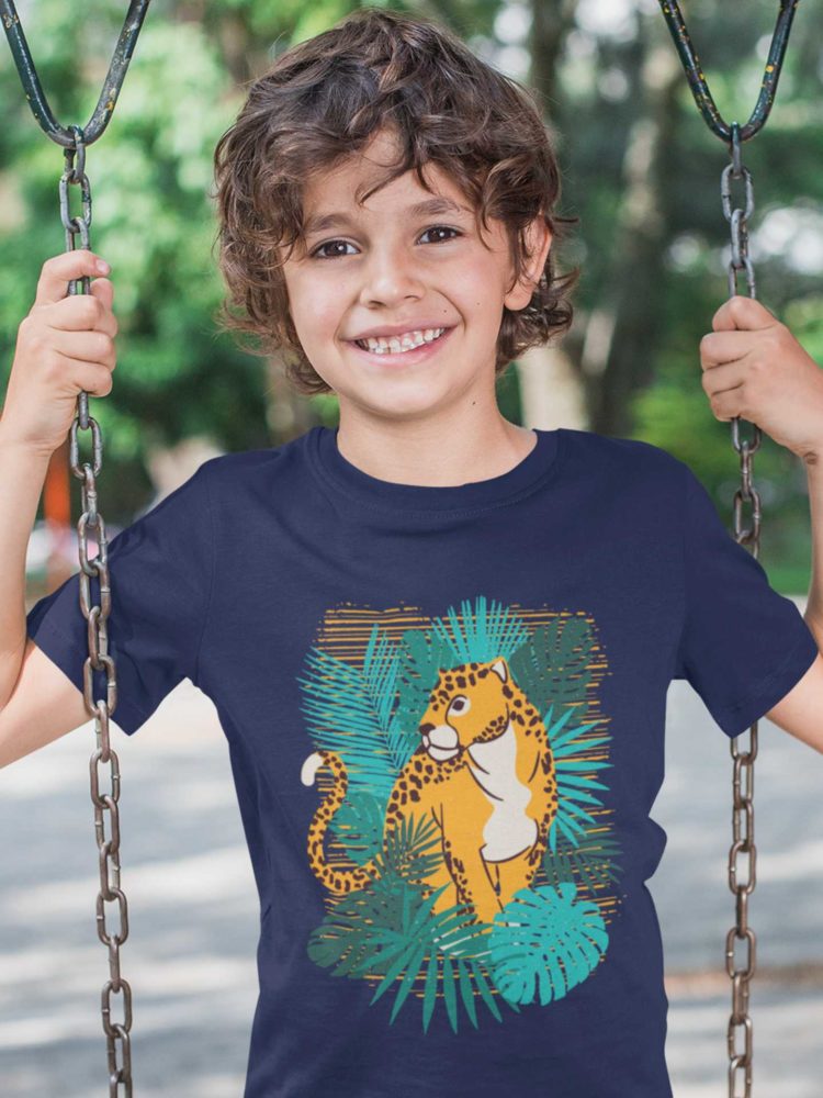 Cute Boy I An Navy Blue Tshirt With A Cheetah