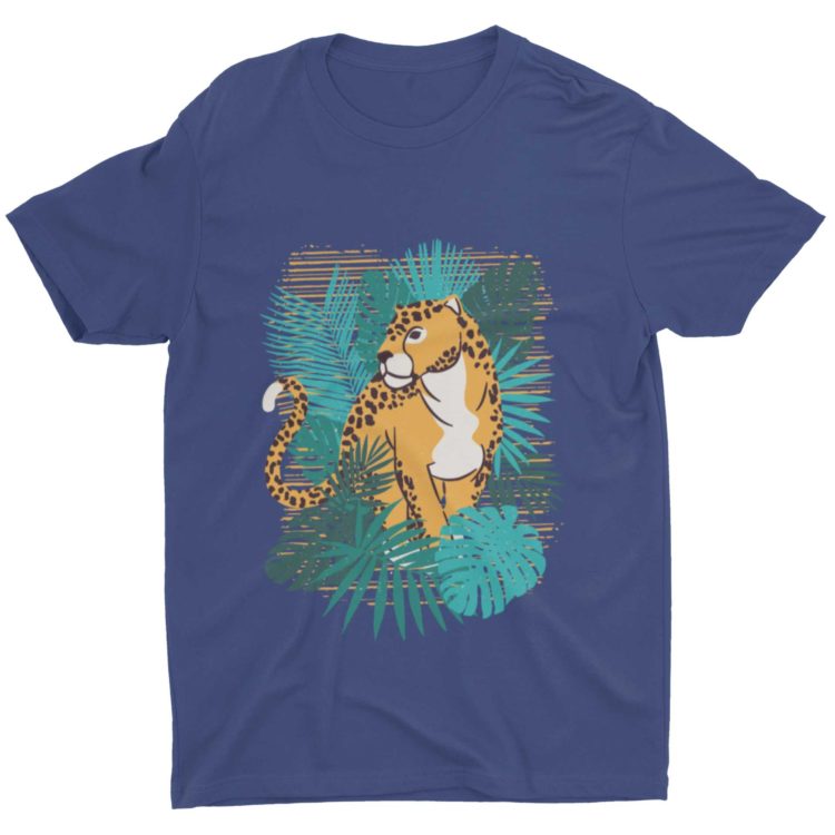 Deep Blue Tshirt With A Cheetah