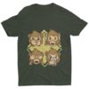 Olive Green Tshirt With 4 Monkeys