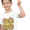 Sweet Boy In A White Tshirt With 4 Monkeys
