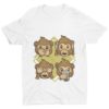 White Tshirt With 4 Monkeys