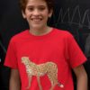 Handsome Boy In A Red Cheetah Tshirt