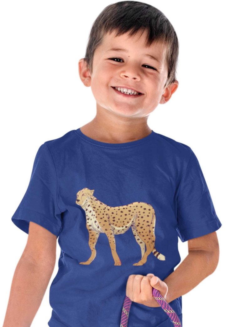 Sweet Boy In A Deep Blue Cheetah Tshirt