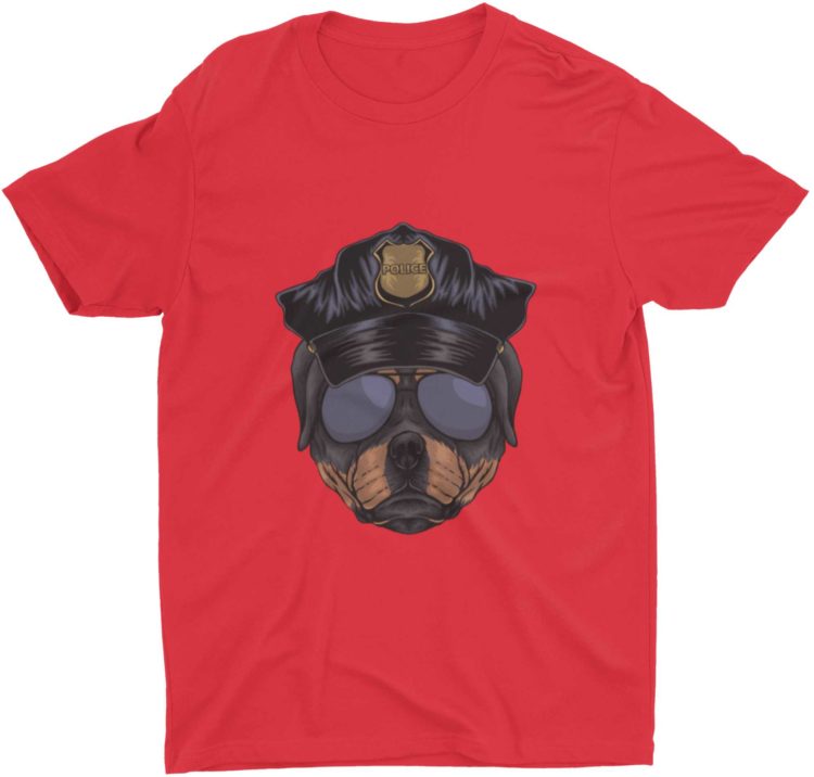 Red Rottweiler Police Dog Tshirt