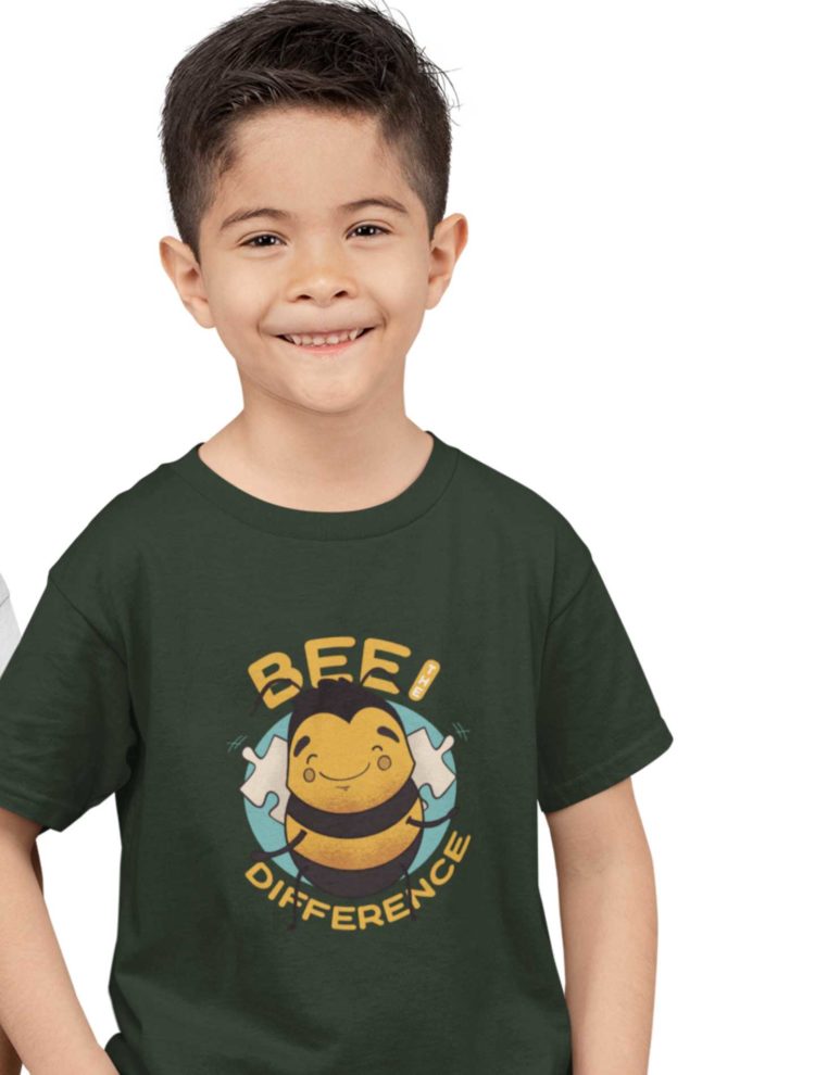 Cute Boy In An Olive Green Bee The Difference Tshirt
