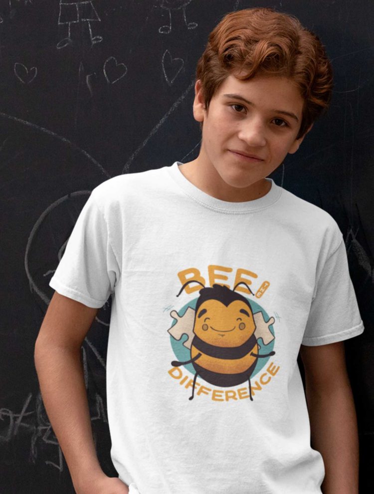 Handsome Boy In A White Bee The Difference Tshirt