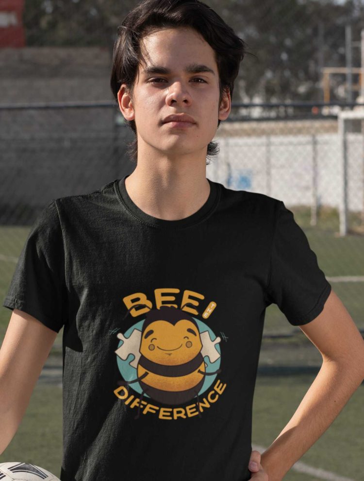Sporty Boy In A Black Bee The Difference Tshirt