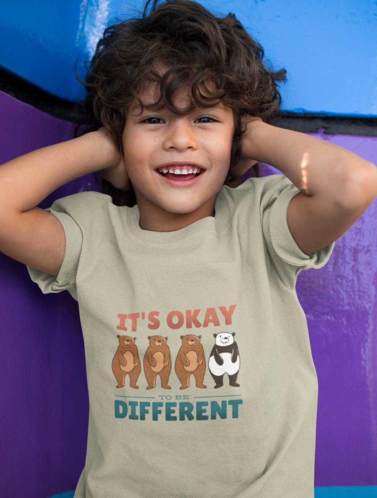 Cute Boy In A Grey Its Okay To Be Different Tshirt