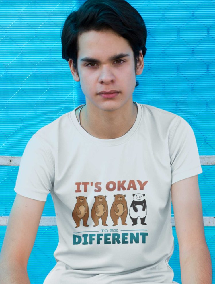 Handsome Boy In A White Its Okay To Be Different Tshirt