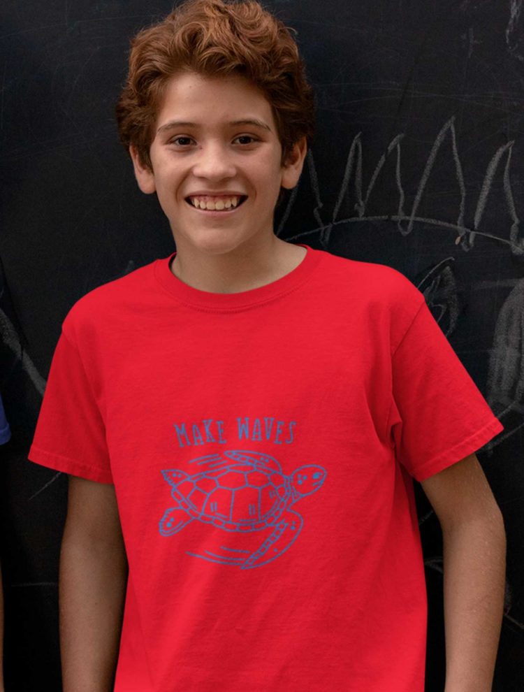 Cool Boy In A Red Make Waves Tshirt