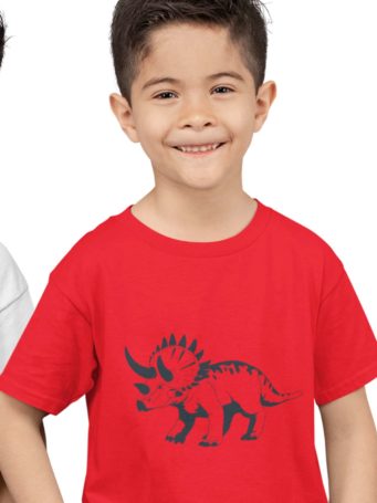 6S1295 Sweet Boy In A Triceratops Red Tshirt