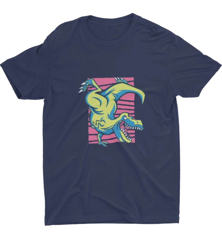 Navy Blue Tshirt With A Dinosaur Doing A Handstand